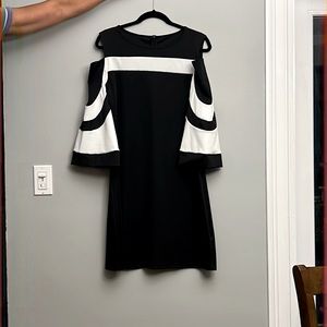 Black/white knee length dress